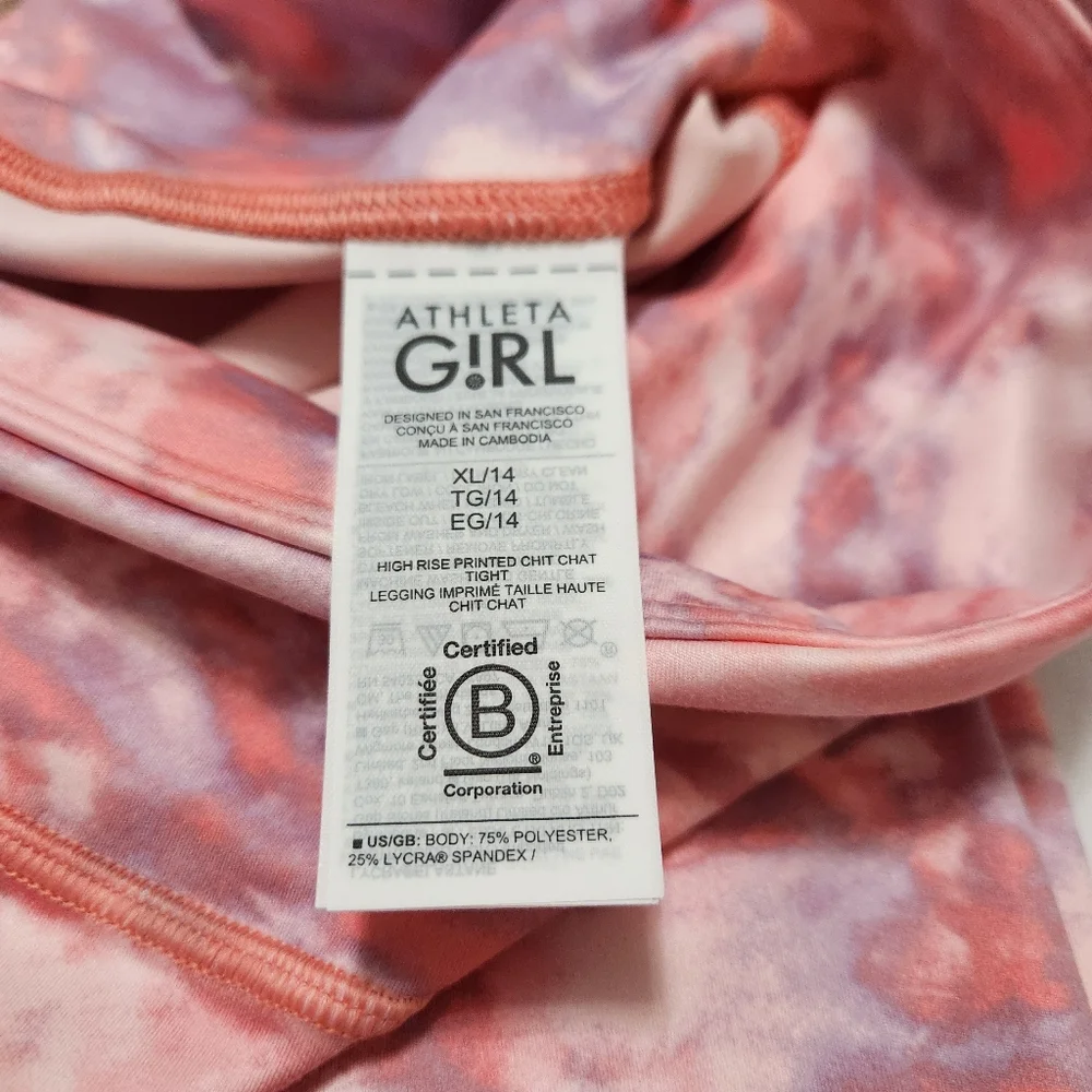 NWT Athleta Girl High Rise Printed Chit Chat Tights Leggings